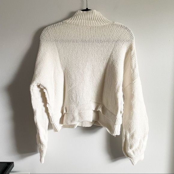 FRAME Popcorn Stitch Wool Blend Sweater Turtleneck White - Picture 7 of 10